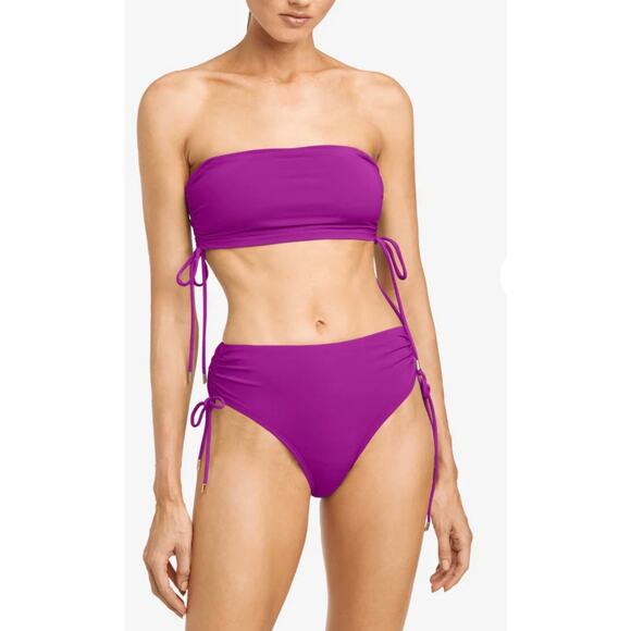 ROBIN PICCONE AUBREY HIGH WAIST BIKINI BOTTOM BOUGAINVILLEA Size XS - Picture 1 of 8